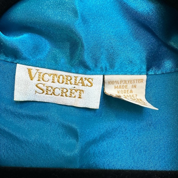 Vintage Victoria’s Secret Gold Label Teddy & Robe Set Size Medium M Ocean Blue - Picture 9 of 15
